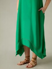Live Unlimited Green Curve Ladder Trim Hanky Hem Midi Dress - Image 4 of 5