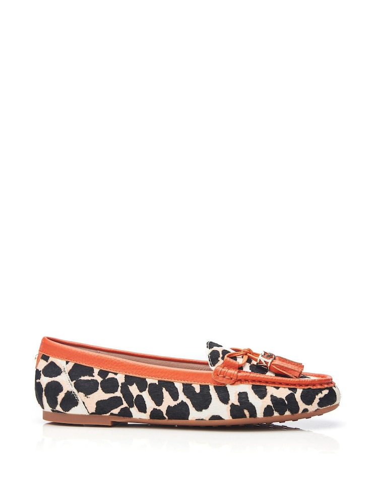 Moda In Pelle Famina Square Toe Bow Tassel Trim Leather Loafers - Image 1 of 4