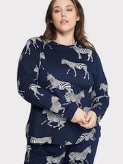 Chelsea Peers Blue Curve Navy Zebra Classic Pyjamas Set - Image 1 of 5
