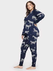 Chelsea Peers Blue Curve Navy Zebra Classic Pyjamas Set - Image 2 of 5