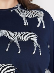 Chelsea Peers Blue Curve Navy Zebra Classic Pyjamas Set - Image 4 of 5