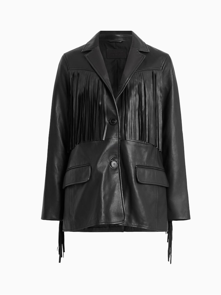 AllSaints Black Tassel Corinna Blazer - Image 7 of 7