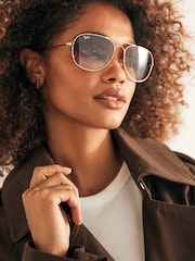 Ray-Ban Gold Tone Bain Bridge Rb3735 Pillow Sunglasses - Image 1 of 7