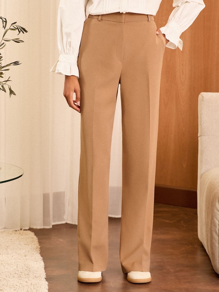 Love & Roses Camel High Waist Wide Leg Tailored Trousers - Image 1 of 4