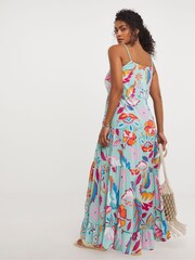 JD Williams Blue Maxi Tiered Beach Dress - Image 2 of 4