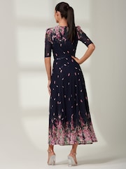 Jolie Moi Blue Elkana Mirrored Floral Mesh Maxi Dress - Image 2 of 6