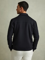 Donkerblauw - Reiss Medina Zipped Interlock-Jersey Overshirt - Image 4 of 5