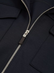 Donkerblauw - Reiss Medina Zipped Interlock-Jersey Overshirt - Image 5 of 5