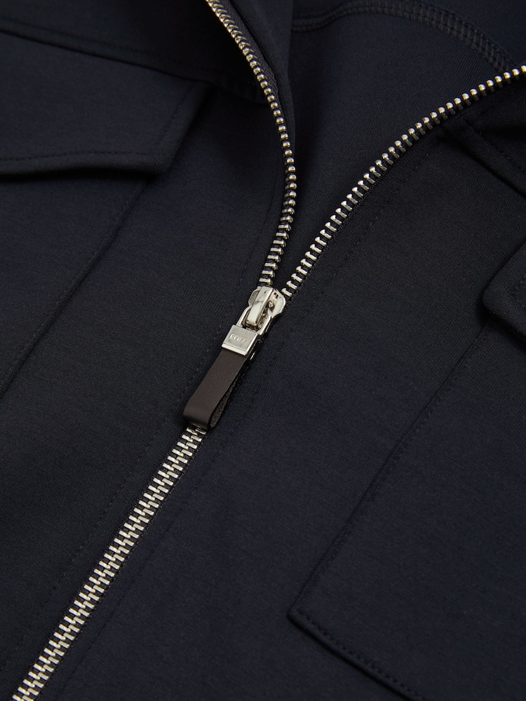 Donkerblauw - Reiss Medina Zipped Interlock-Jersey Overshirt - Image 5 of 5
