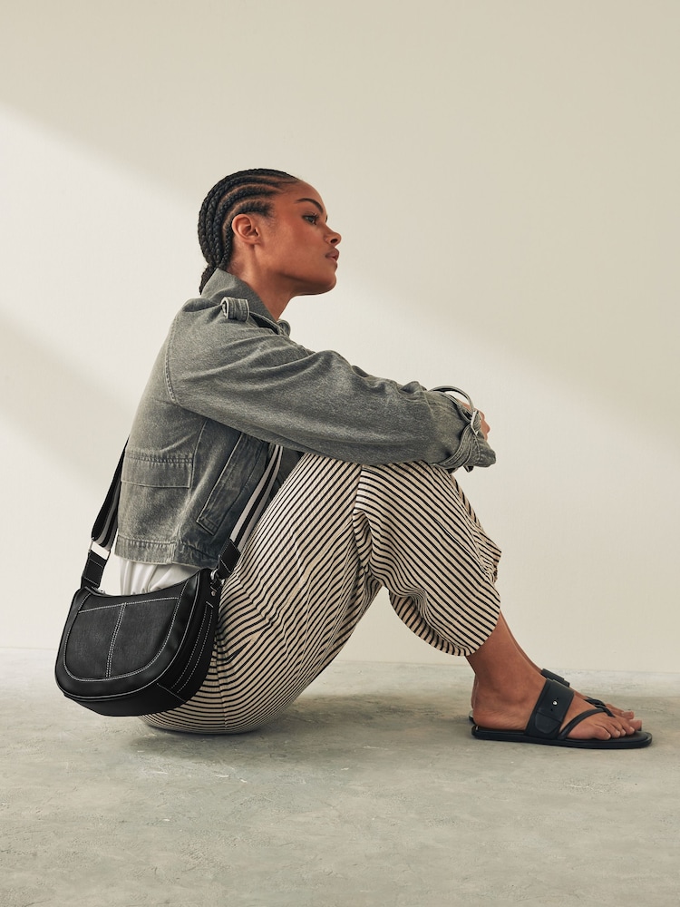 Black Cross-Body Saddle Bag - Image 1 of 8