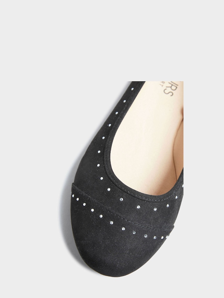 Yours Curve Black Ground Extra Wide Fit Blaise Ballerinas - Image 5 of 5
