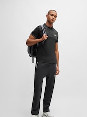 BOSS Dark Grey Mesh Logo Slim Fit Interlock 100% Cotton Polo Shirt - Image 5 of 5