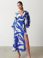 Pretty Lavish Blue Lilianna Balloon Sleeve Dress - Image 1 of 4