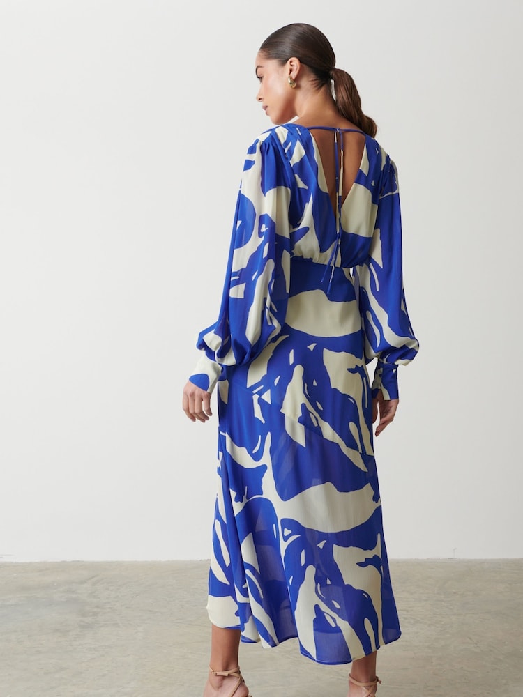 Pretty Lavish Blue Lilianna Balloon Sleeve Dress - Image 4 of 4