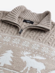Neutral Fairisle Pattern Regular Fit Christmas Jumper - Image 9 of 9