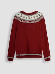 JoJo Maman Bébé Red Men's Reindeer Fair Isle Pattern Jumper - Image 3 of 4