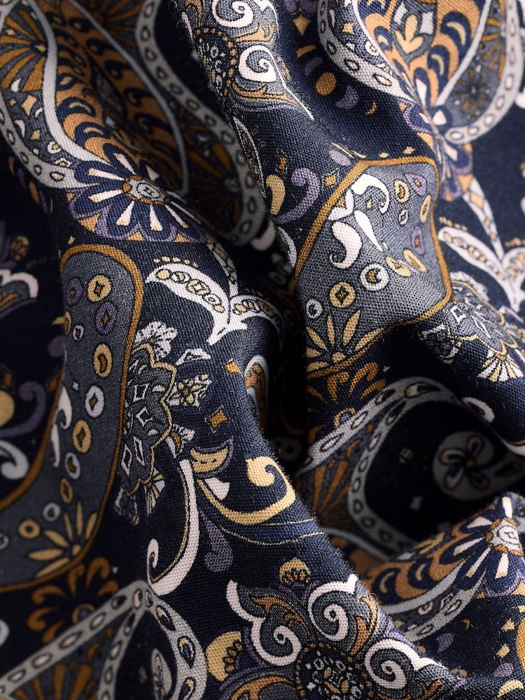 Charcoal Grey Paisley Slim Fit Signature Single Cuff 100% Cotton Formal Shirt - Image 7 of 7