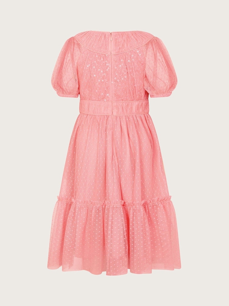 Monsoon Orange Darcy Sequin Gathered Dress - Image 2 of 3