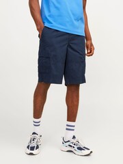 Albastru - Pantaloni scurți utilitari din bumbac Jack & Jones 100% Pantaloni tip cargo - Imaginea 1 din 8