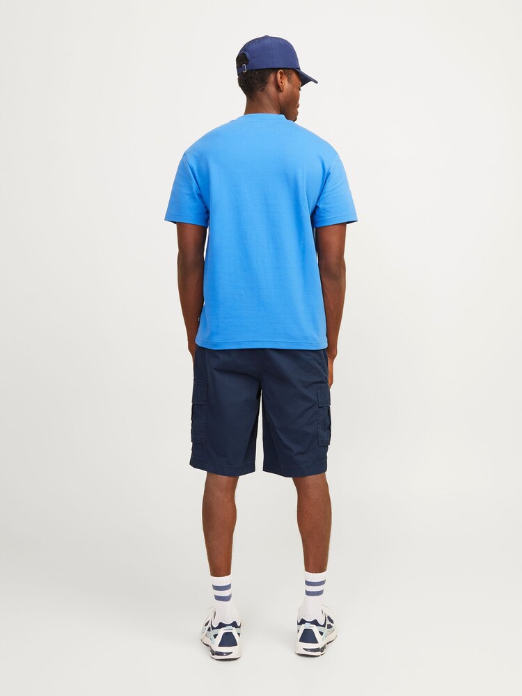 Albastru - Pantaloni scurți utilitari din bumbac Jack & Jones 100% Pantaloni tip cargo - Imaginea 2 din 8