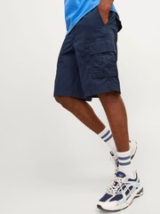 Albastru - Pantaloni scurți utilitari din bumbac Jack & Jones 100% Pantaloni tip cargo - Imaginea 4 din 8