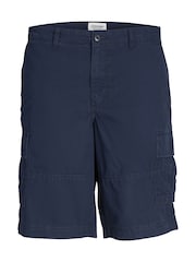 Albastru - Pantaloni scurți utilitari din bumbac Jack & Jones 100% Pantaloni tip cargo - Imaginea 7 din 8