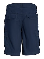 Albastru - Pantaloni scurți utilitari din bumbac Jack & Jones 100% Pantaloni tip cargo - Imaginea 8 din 8