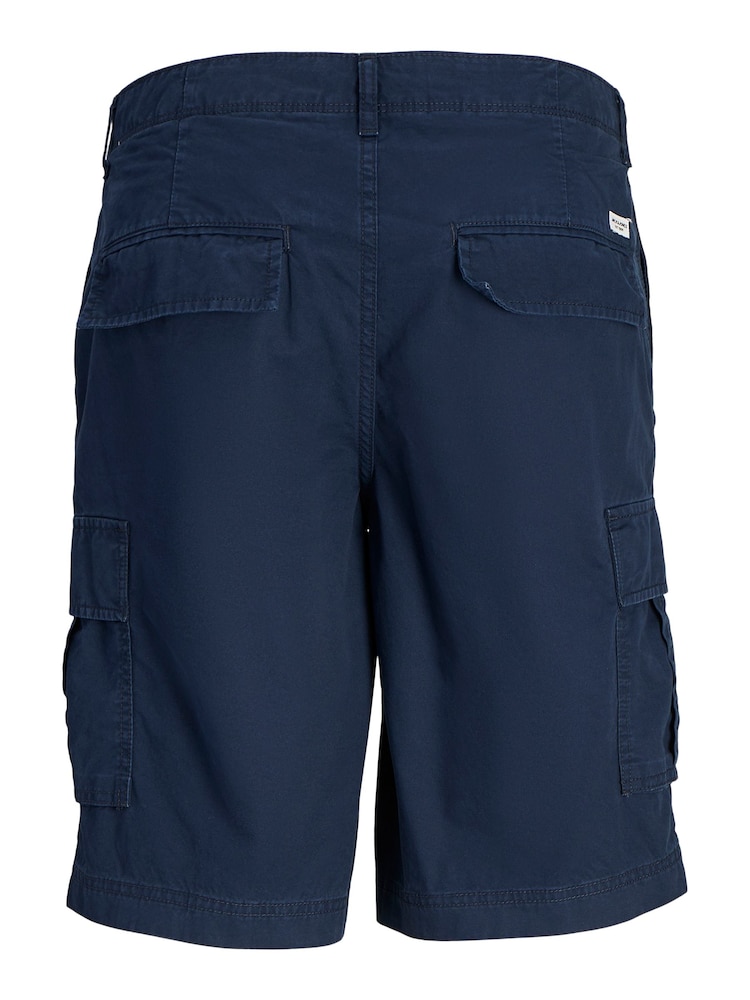 Albastru - Pantaloni scurți utilitari din bumbac Jack & Jones 100% Pantaloni tip cargo - Imaginea 8 din 8