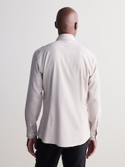 Neutral Brown Slim Fit Signature Cotton And Cashmere Blend Single Cuff Shirt - Image 4 of 9