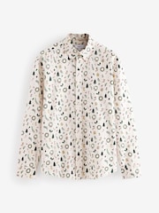White Wreath Long Sleeve Christmas Print 100% Cotton Oxford Shirt - Image 7 of 8
