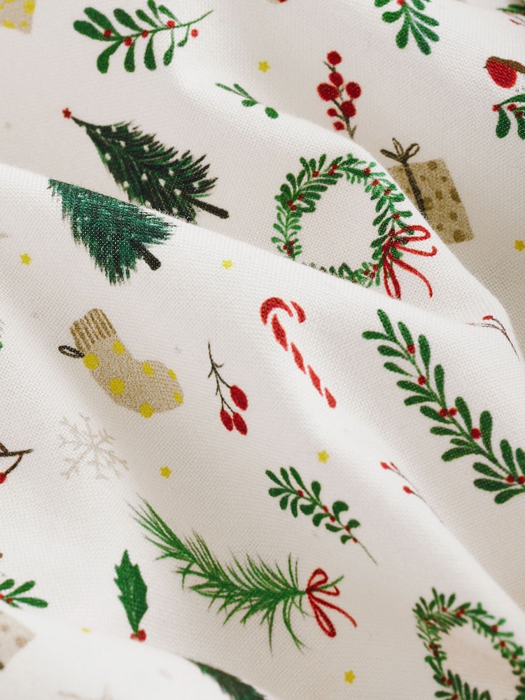 White Wreath Long Sleeve Christmas Print 100% Cotton Oxford Shirt - Image 8 of 8