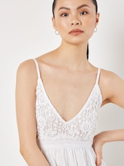 Apricot White 100% Cotton Embroidered Boho Tiered Maxi Dress - Image 3 of 5