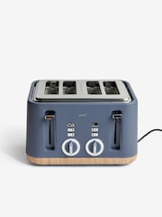 Blue Bronx Wood Effect 4 Slice Toaster - Image 1 of 7