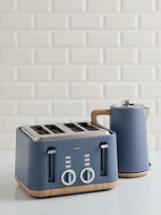 Blue Bronx Wood Effect 4 Slice Toaster - Image 2 of 7