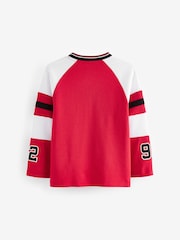 Red 100% Cotton Long Sleeve Varsity T-Shirt (3-16yrs) - Image 2 of 4