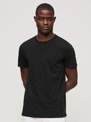Superdry Black Crew Neck Slub Short Sleeved T-Shirt - Image 1 of 3