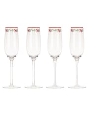 Cath Kidston Red Feels Like Home Set of 4 Champagne Flute Glasses - Image 2 of 3