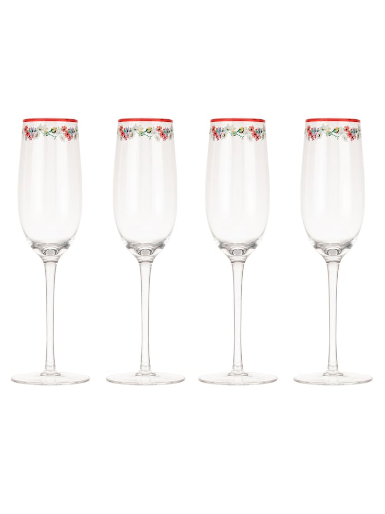 Cath Kidston Red Feels Like Home Set of 4 Champagne Flute Glasses - Image 2 of 3