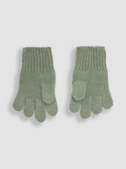 JoJo Maman Bébé Khaki Rib Hat And Gloves Set - Image 4 of 4