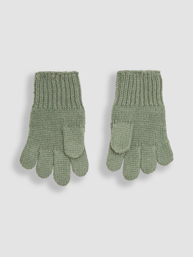 JoJo Maman Bébé Khaki Rib Hat And Gloves Set - Image 4 of 4