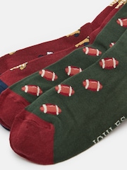 Joules Men's Kingsbury Red/Green 2 Pack Socks (size 7-12) - Image 3 of 3