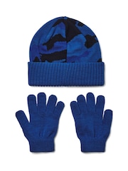 Under Armour Blue Beanie and Gloves Set - Image 2 of 4