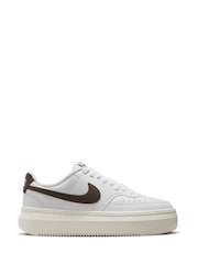 Nike White/Black Court Vision Alta Platform Trainers - Image 1 of 9