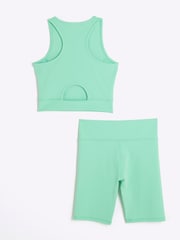 River Island Green Girls 100% Cotton Active Graphic Tank Set - Image 3 of 4