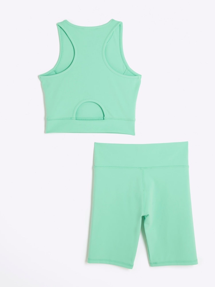 Vert - River Island Filles 100% Cotton Active Graphic Tank Set - Image 3 of 4