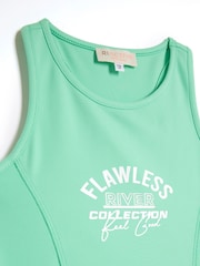 River Island Green Girls 100% Cotton Active Graphic Tank Set - Image 4 of 4