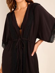 Lipsy Black Lace Trim Kaftan Cover Up - Image 3 of 4