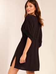 Lipsy Black Lace Trim Kaftan Cover Up - Image 4 of 4