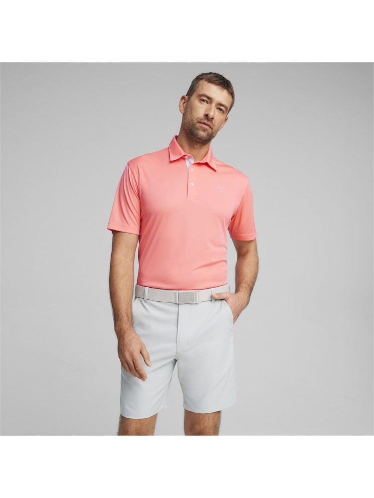 Puma Pink Pure Solid Golf Mens Polo Shirt - Image 1 of 6