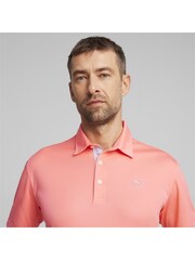 Puma Pink Pure Solid Golf Mens Polo Shirt - Image 4 of 6